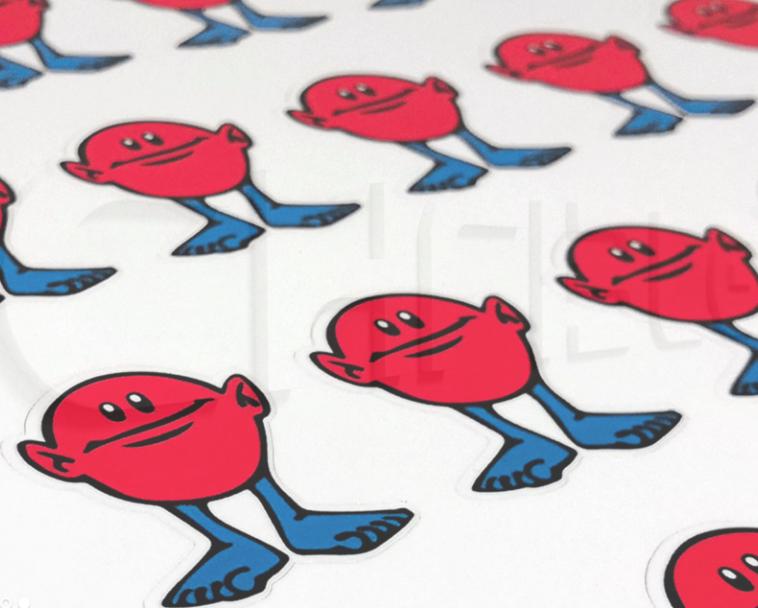 Red Belly Blue Legs Aufkleber auf weißen Untergrund